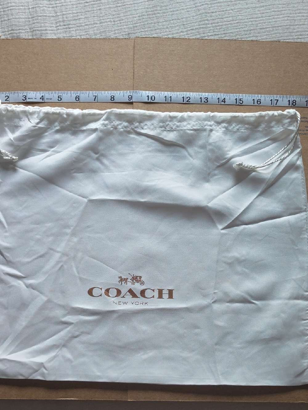 Coach White Drawstring Logo Dust Bag